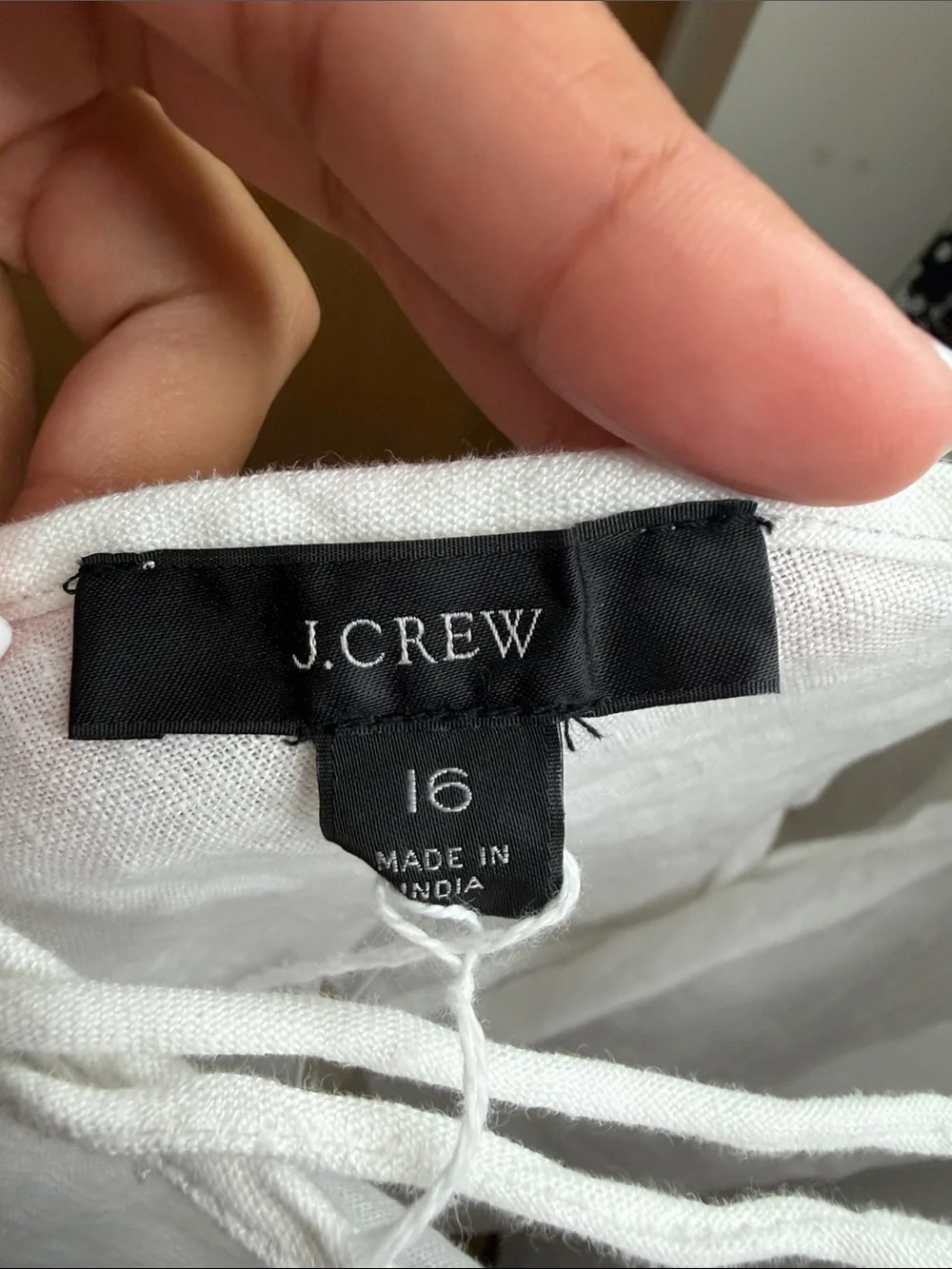 NWT! J.Crew White 100% Linen Puff Sleeve Tie Back Peasant Blouse. Size: 16